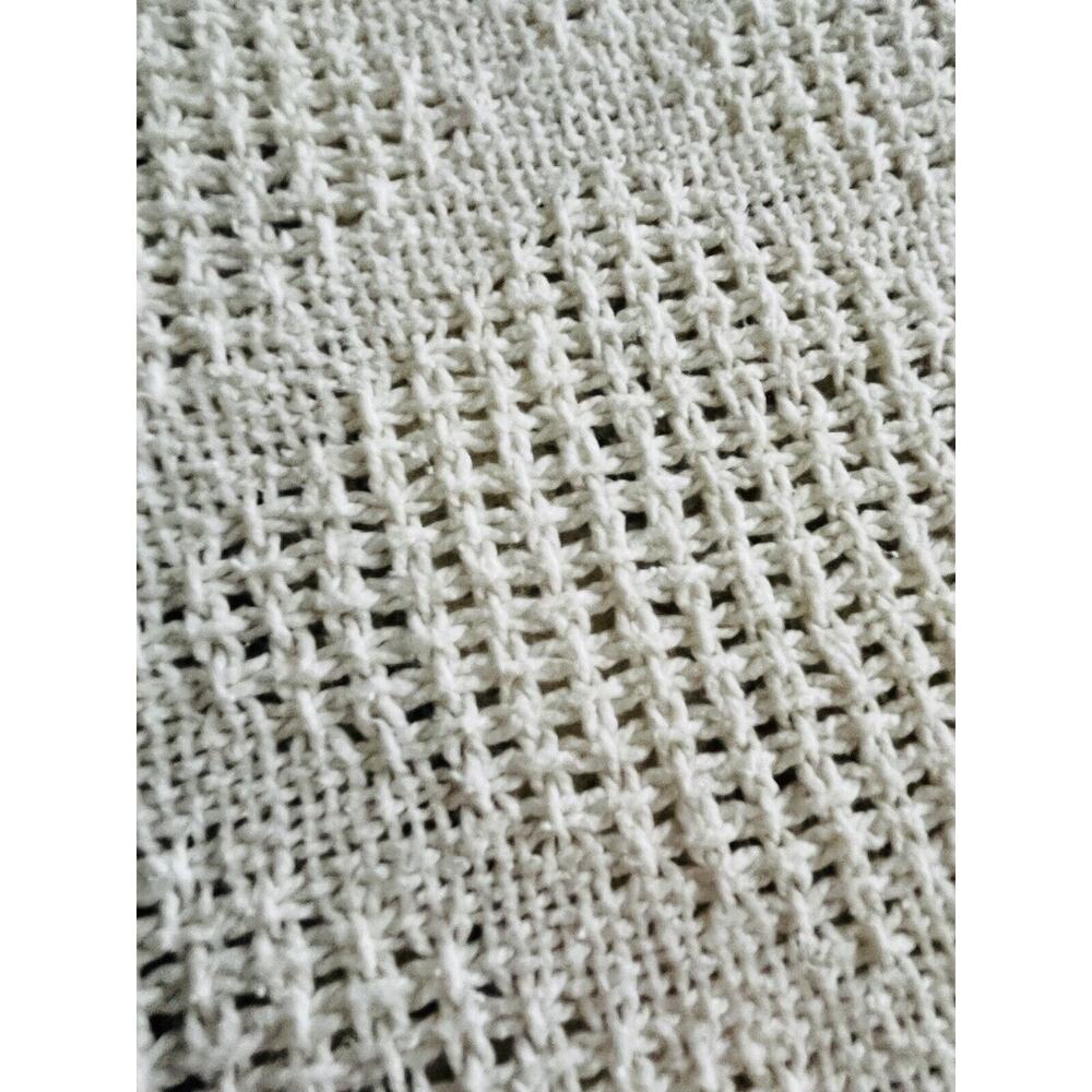 White Cotton Waffle Weave Blanket King USA WPL 1675 Vintage Diamond 25 Beacon ? - Picture 5 of 16
